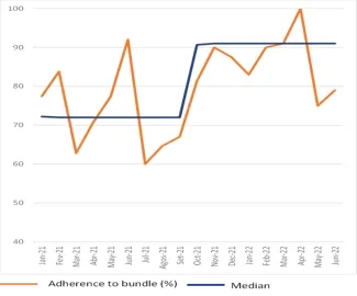 Mozambique Run Chart Adherence to Bundle of Care for Preeclampsia and Eclampsia